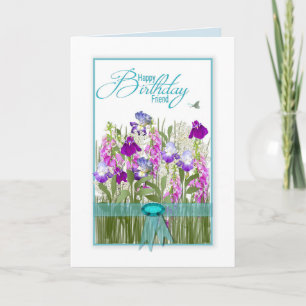 Verjaardag, Vriend, Mooie Bloemen uit Tuinen Kaart