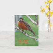 Verjaardag Vriend, Robin & Cake Kaart (Gele Bloem)