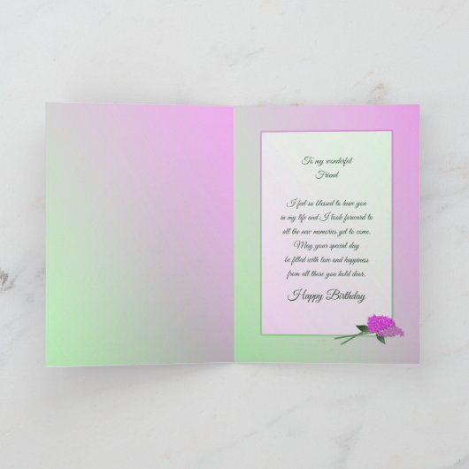 Verjaardag, Vriend, Seringen in een Vaas Kaart (Binnen)