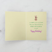 Verjaardag - Vriendin - Kitty Cat Celebrating Kaart (Binnen)