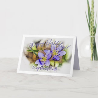 Verjaardag vrouw - Hepatica wilde bloem Kaart