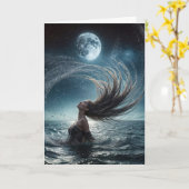 Verjaardag Vrouw In Oceaan Moonlight Kaart (Gele Bloem)