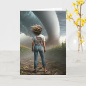 Verjaardag Vrouw Storm Chaser Kijken naar een Torn Kaart (Gele Bloem)