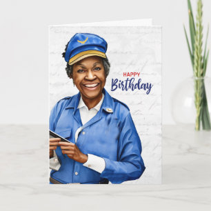 Verjaardag Vrouwelijke Afro-Amerikaanse Postbode Kaart