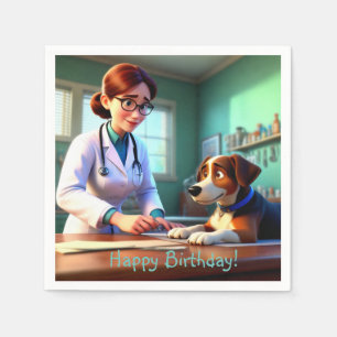 Verjaardag vrouwelijke dierenarts servet