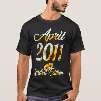Verjaardag Vrouwen meisje Zonnebloem April 2011 T-shirt