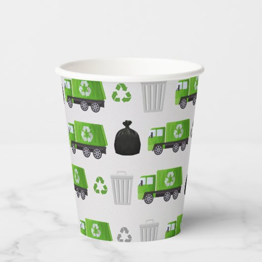 Verjaardag vuilniswagen papieren bekers (Voorkant)