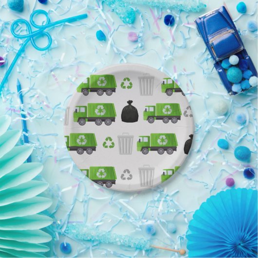 Verjaardag vuilniswagen papieren bordje (Feest)