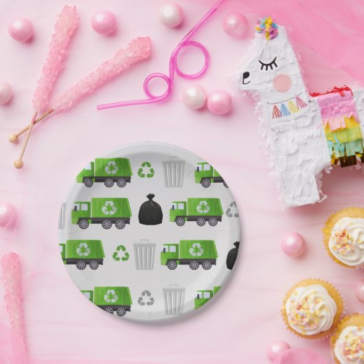 Verjaardag vuilniswagen papieren bordje (Feest)