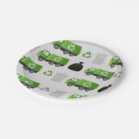 Verjaardag vuilniswagen papieren bordje (Gekanteld)