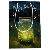 Verjaardag vuurvliegjes gloeien in een pot medium cadeauzakje (Voorkant)