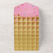 Verjaardag Waffel met Aardbeienijs All In One Uitnodiging (Buitenkant)
