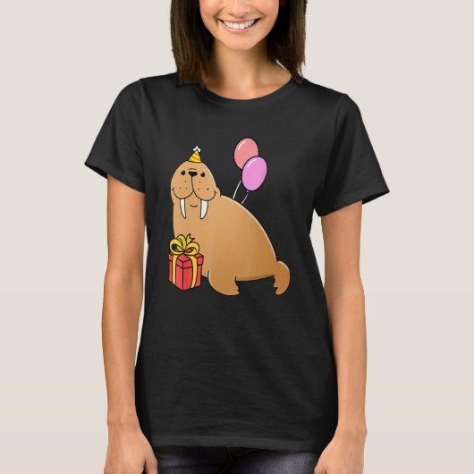Verjaardag Walrus voor Zee Dierenvriend T-shirt (Voorkant)