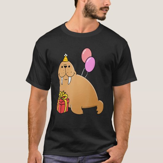 Verjaardag Walrus voor Zee Dierenvriend T-shirt (Voorkant)
