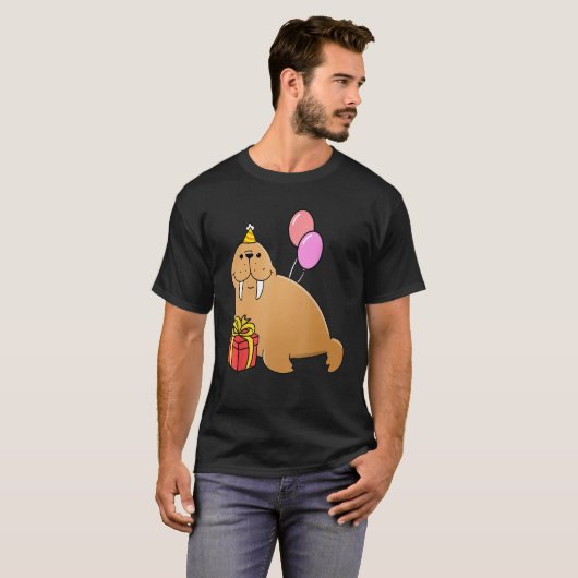 Verjaardag Walrus voor Zee Dierenvriend T-shirt (Voorkant volledig)