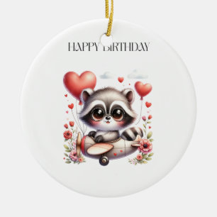 Verjaardag Wasbeer Piloot Keramisch Ornament