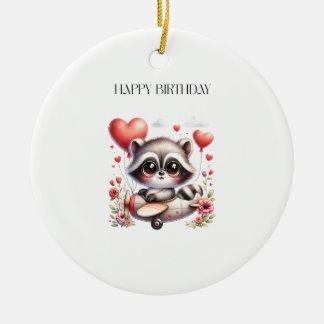 Verjaardag Wasbeer Piloot Keramisch Ornament