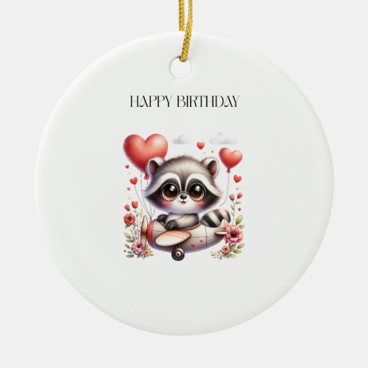Verjaardag Wasbeer Piloot Keramisch Ornament (Voorkant)
