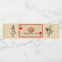 Verjaardag Waterfles Label, Alice Wonderland