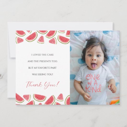 Verjaardag Watermeloen, Eén in een Meloen Dankkaar Kaart (Voorkant)