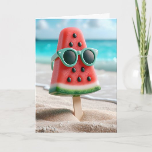 Verjaardag Watermeloen Popsicle met zonnebril Kaart (Voorkant)