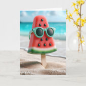 Verjaardag Watermeloen Popsicle met zonnebril Kaart (Gele Bloem)