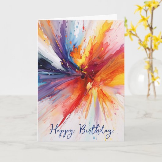 Verjaardag Waterverf Abstract Kaart (Gele Bloem)