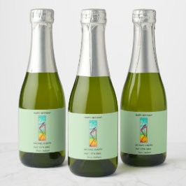 Verjaardag, Waterverf, Afrikaanse kunst Tricky Dan Sparkling Wijnetiket