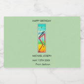 Verjaardag, Waterverf, Afrikaanse kunst Tricky Dan Sparkling Wijnetiket (Enkel label)