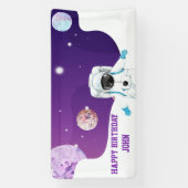 Verjaardag waterverf astronaut Galaxy Spandoek (Verticaal)