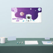 Verjaardag waterverf astronaut Galaxy Spandoek (Beurs)