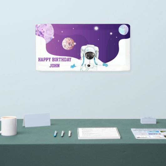 Verjaardag waterverf astronaut Galaxy Spandoek (Beurs)