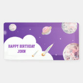 Verjaardag waterverf astronaut Galaxy Spandoek (Horizontaal)