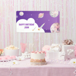 Verjaardag waterverf astronaut Galaxy Spandoek