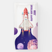 Verjaardag waterverf astronaut Galaxy Spandoek (Verticaal)