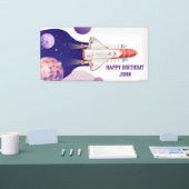 Verjaardag waterverf astronaut Galaxy Spandoek (Beurs)
