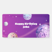 Verjaardag waterverf astronaut Galaxy Spandoek (Horizontaal)