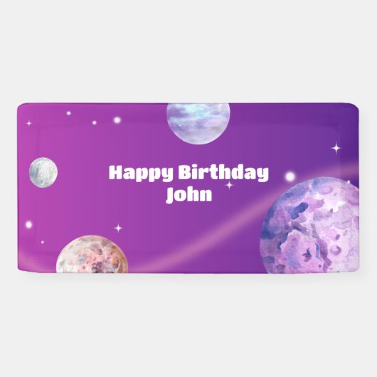 Verjaardag waterverf astronaut Galaxy Spandoek (Horizontaal)