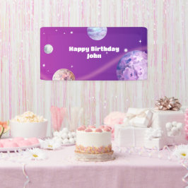 Verjaardag waterverf astronaut Galaxy Spandoek