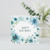 verjaardag waterverf bloemen kaart (Staand voorkant)
