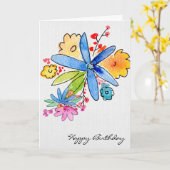 Verjaardag waterverf bloemenboeket kaart (Gele Bloem)