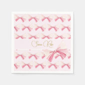 Verjaardag Waterverf Bow Schattige Roze Servet (Voorkant)