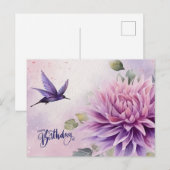 Verjaardag Waterverf Dahlia Bloem Briefkaart (Voorkant / Achterkant)