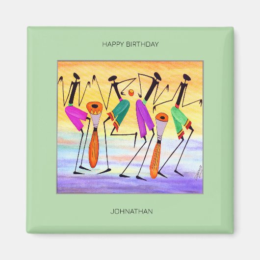 Verjaardag, waterverf Geweldige geluk Magneet (Voorkant)