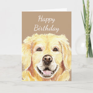 Verjaardag Waterverf gouden retriever hond Kaart