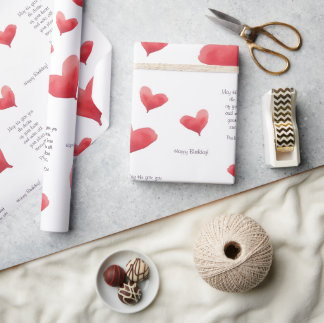 Verjaardag Waterverf Hart | Rood en Paarse Cadeaupapier