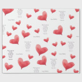 Verjaardag Waterverf Hart | Rood en Paarse Cadeaupapier (Vlak)