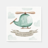 Verjaardag waterverf helikopter | Schattigee Kinde Servet (Voorkant)