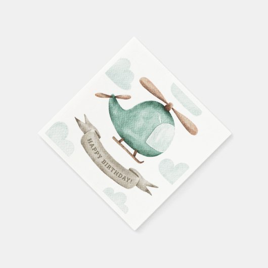 Verjaardag waterverf helikopter | Schattigee Kinde Servet (Hoek)