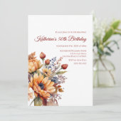 Verjaardag-Waterverf Herfst Bloemen- Kaart (Staand voorkant)